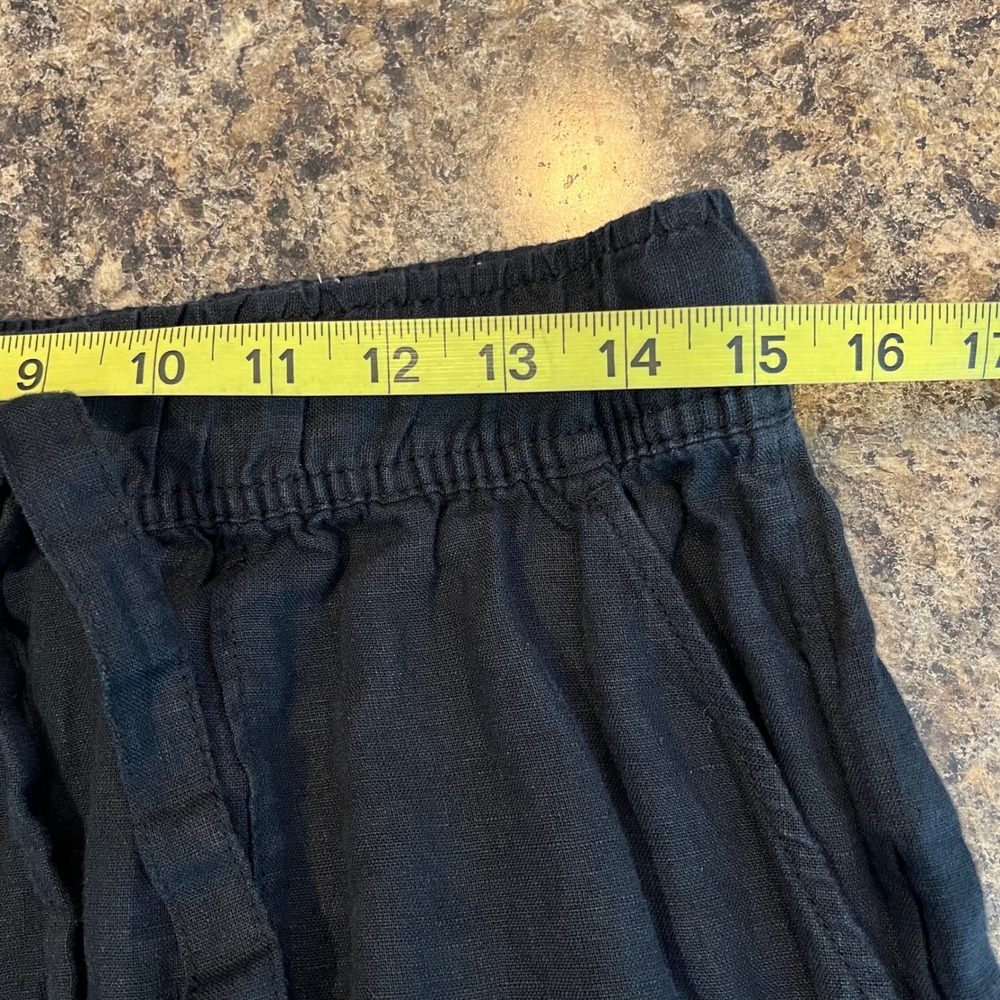 Joie Medium Black 100% Linen Wide Leg Drawstring Pants Womens Pants - Picture 6 of 7